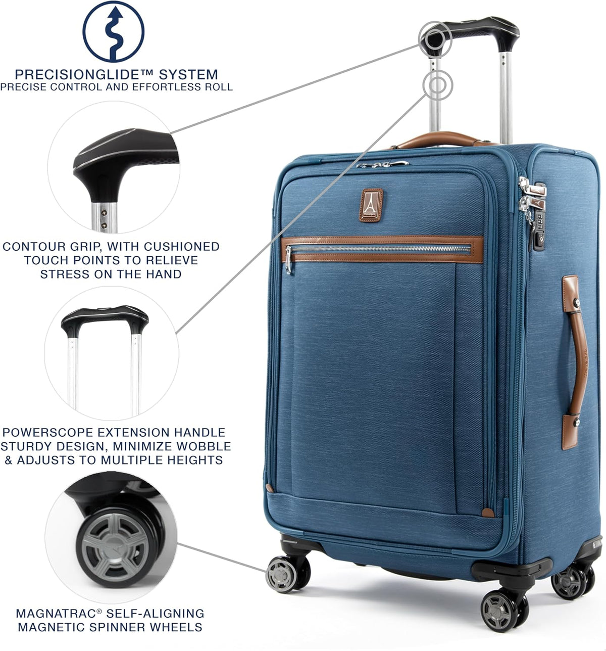 Platinum Elite Softside Expandable Carry on Luggage, 8 Wheel Spinner Suitcase, USB Port, Suiter, Men and Women, Shadow Black, Carry On 21-Inch