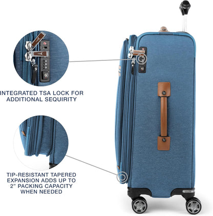 Platinum Elite Softside Expandable Carry on Luggage, 8 Wheel Spinner Suitcase, USB Port, Suiter, Men and Women, Shadow Black, Carry On 21-Inch