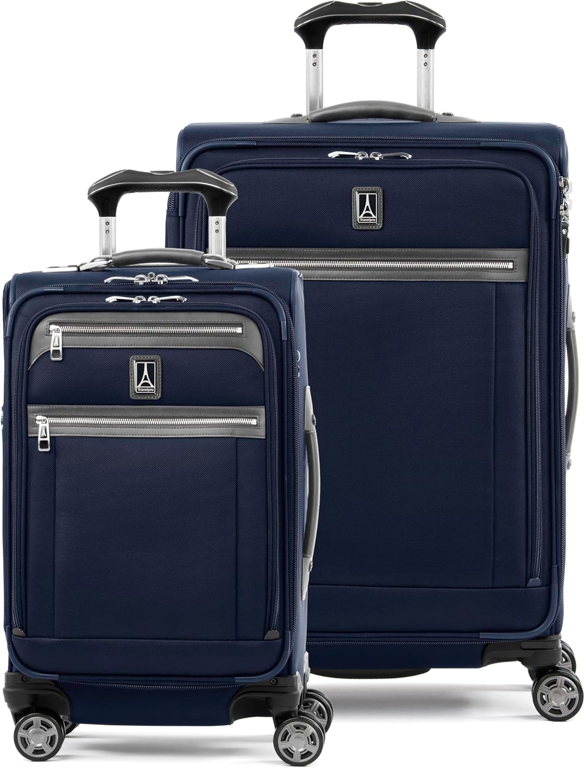 Platinum Elite Softside Expandable Carry on Luggage, 8 Wheel Spinner Suitcase, USB Port, Suiter, Men and Women, Shadow Black, Carry On 21-Inch