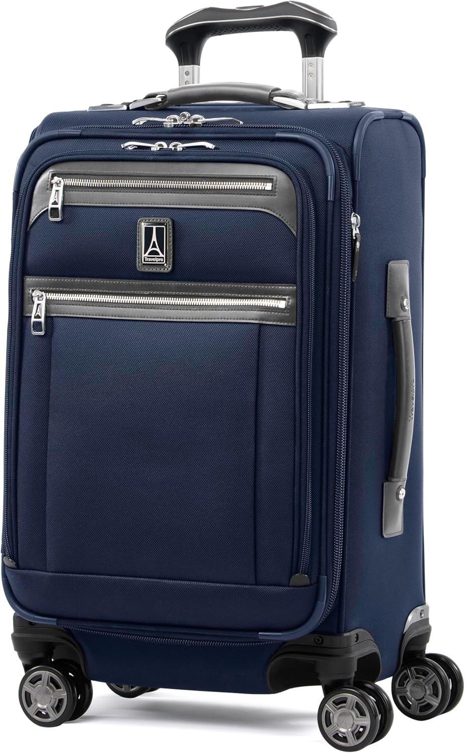 Platinum Elite Softside Expandable Carry on Luggage, 8 Wheel Spinner Suitcase, USB Port, Suiter, Men and Women, Shadow Black, Carry On 21-Inch