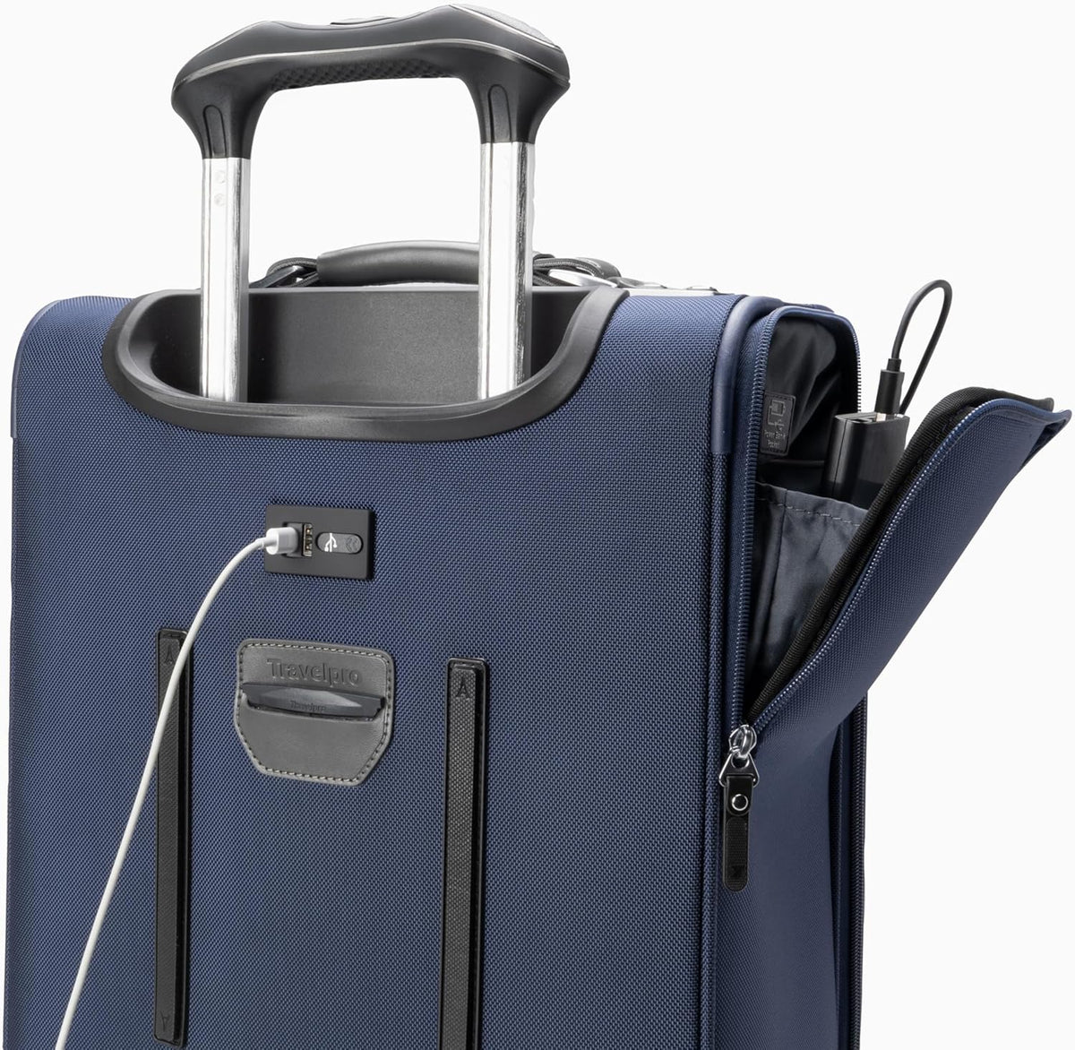 Platinum Elite Softside Expandable Carry on Luggage, 8 Wheel Spinner Suitcase, USB Port, Suiter, Men and Women, Shadow Black, Carry On 21-Inch