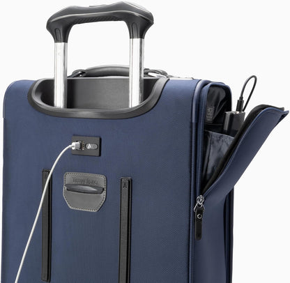 Platinum Elite Softside Expandable Carry on Luggage, 8 Wheel Spinner Suitcase, USB Port, Suiter, Men and Women, Shadow Black, Carry On 21-Inch
