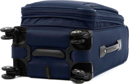 Platinum Elite Softside Expandable Carry on Luggage, 8 Wheel Spinner Suitcase, USB Port, Suiter, Men and Women, Shadow Black, Carry On 21-Inch