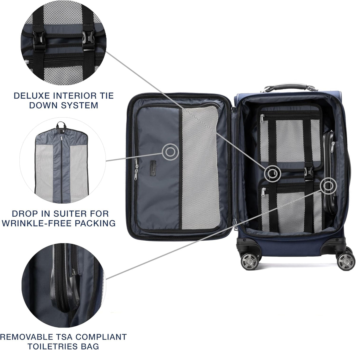 Platinum Elite Softside Expandable Carry on Luggage, 8 Wheel Spinner Suitcase, USB Port, Suiter, Men and Women, Shadow Black, Carry On 21-Inch