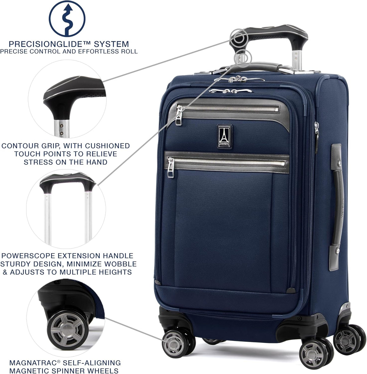 Platinum Elite Softside Expandable Carry on Luggage, 8 Wheel Spinner Suitcase, USB Port, Suiter, Men and Women, Shadow Black, Carry On 21-Inch