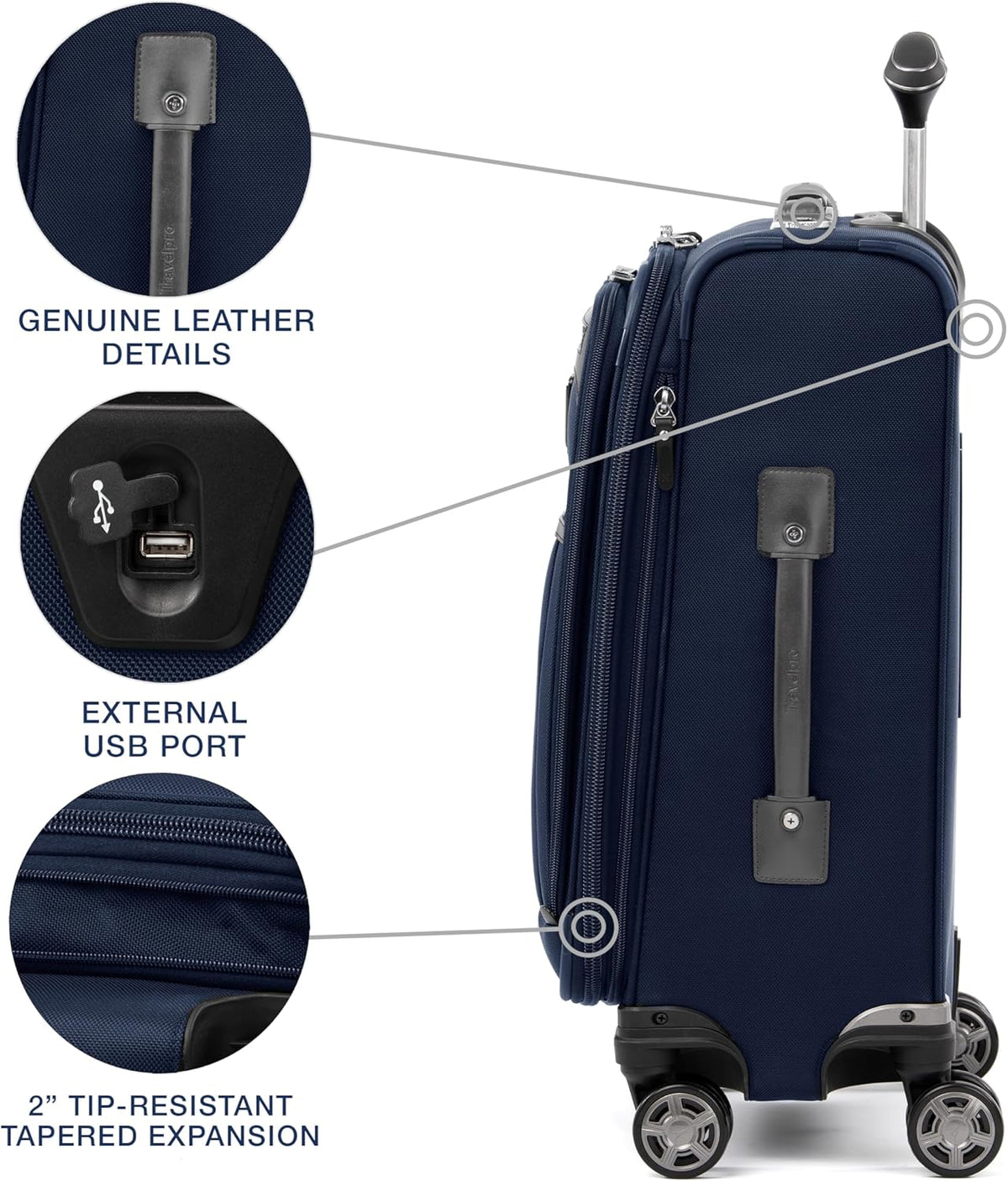 Platinum Elite Softside Expandable Carry on Luggage, 8 Wheel Spinner Suitcase, USB Port, Suiter, Men and Women, Shadow Black, Carry On 21-Inch