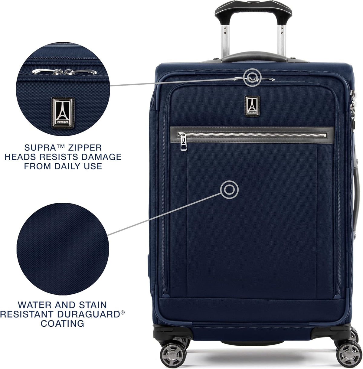 Platinum Elite Softside Expandable Carry on Luggage, 8 Wheel Spinner Suitcase, USB Port, Suiter, Men and Women, Shadow Black, Carry On 21-Inch
