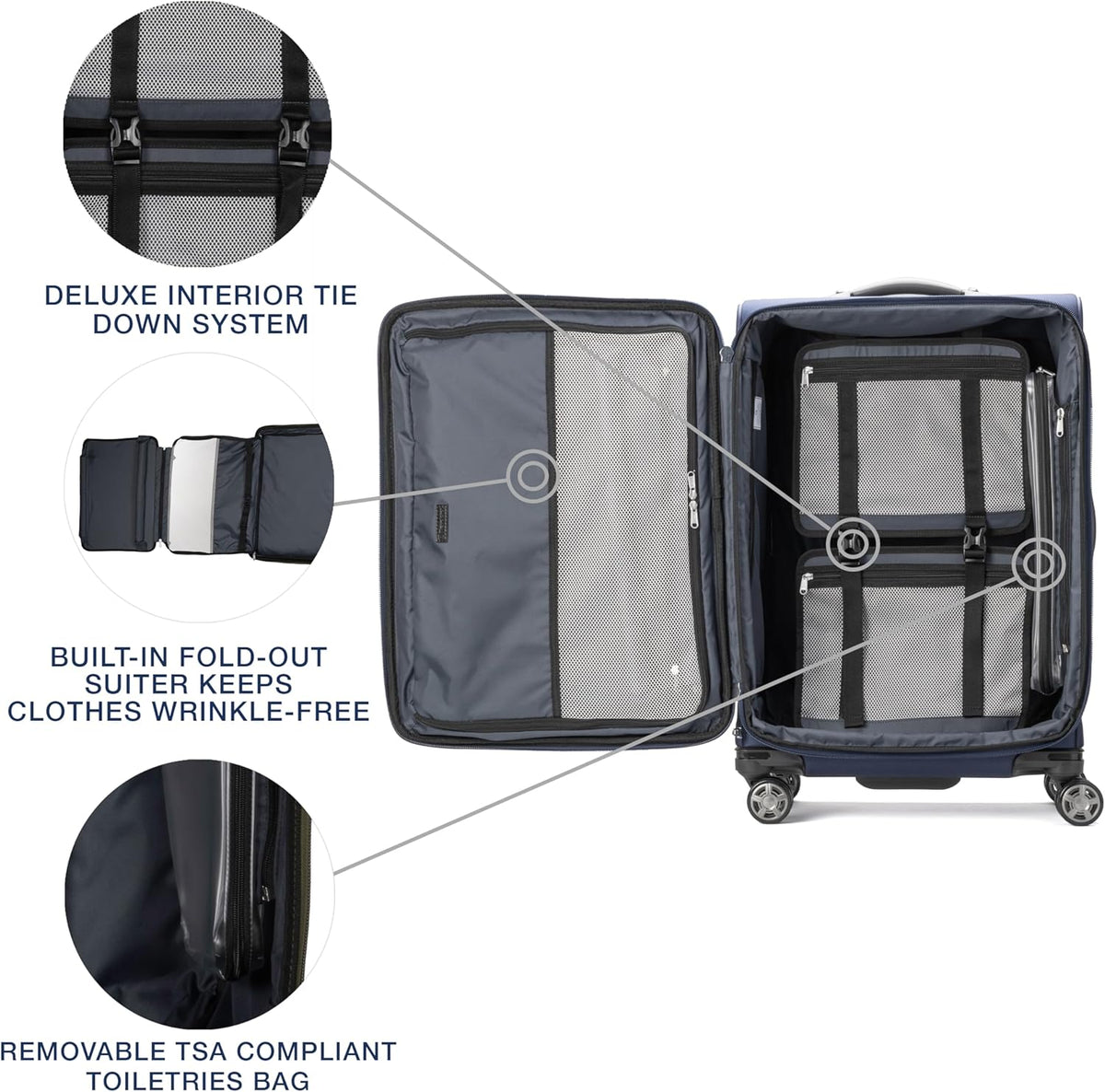 Platinum Elite Softside Expandable Carry on Luggage, 8 Wheel Spinner Suitcase, USB Port, Suiter, Men and Women, Shadow Black, Carry On 21-Inch