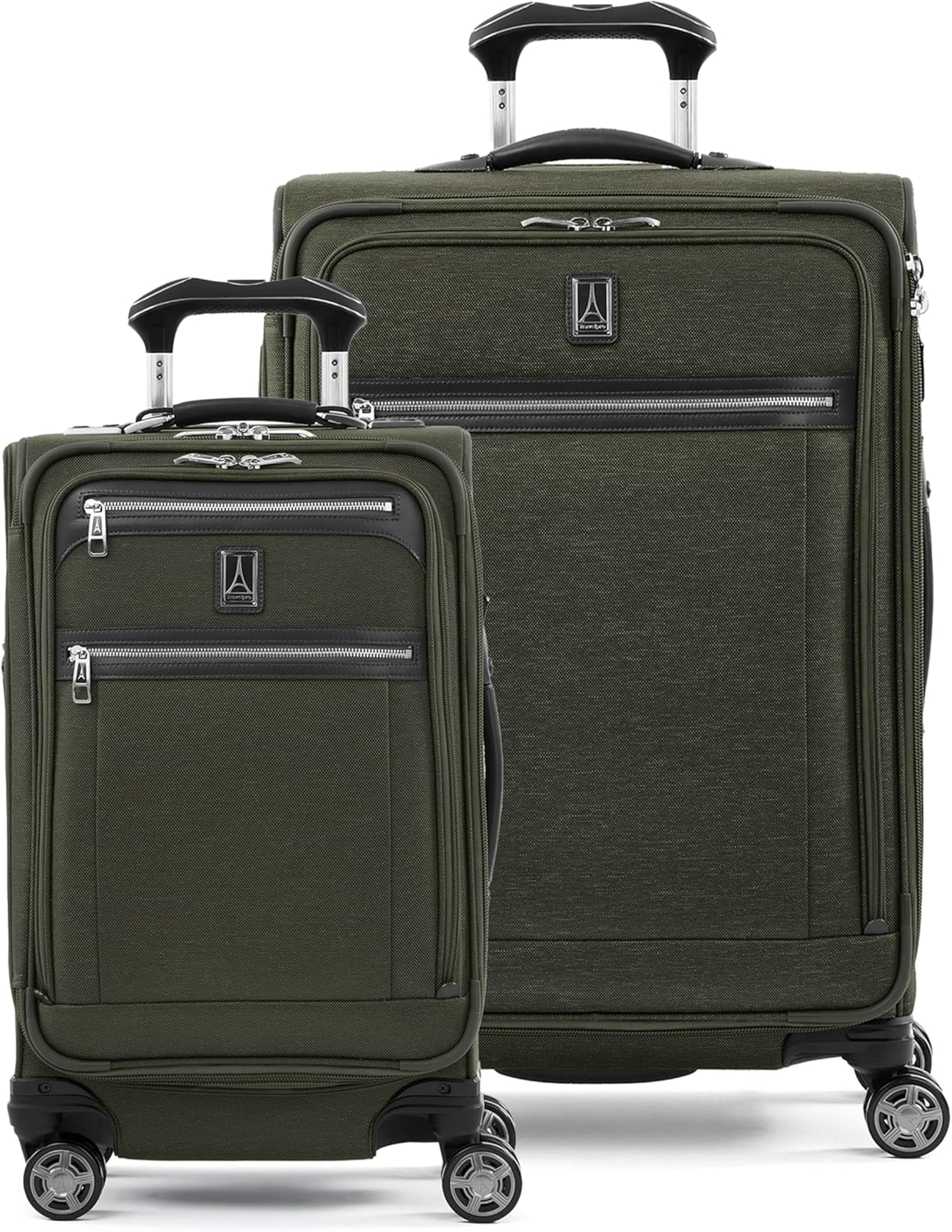 Platinum Elite Softside Expandable Carry on Luggage, 8 Wheel Spinner Suitcase, USB Port, Suiter, Men and Women, Shadow Black, Carry On 21-Inch