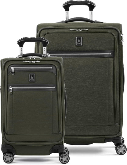 Platinum Elite Softside Expandable Carry on Luggage, 8 Wheel Spinner Suitcase, USB Port, Suiter, Men and Women, Shadow Black, Carry On 21-Inch