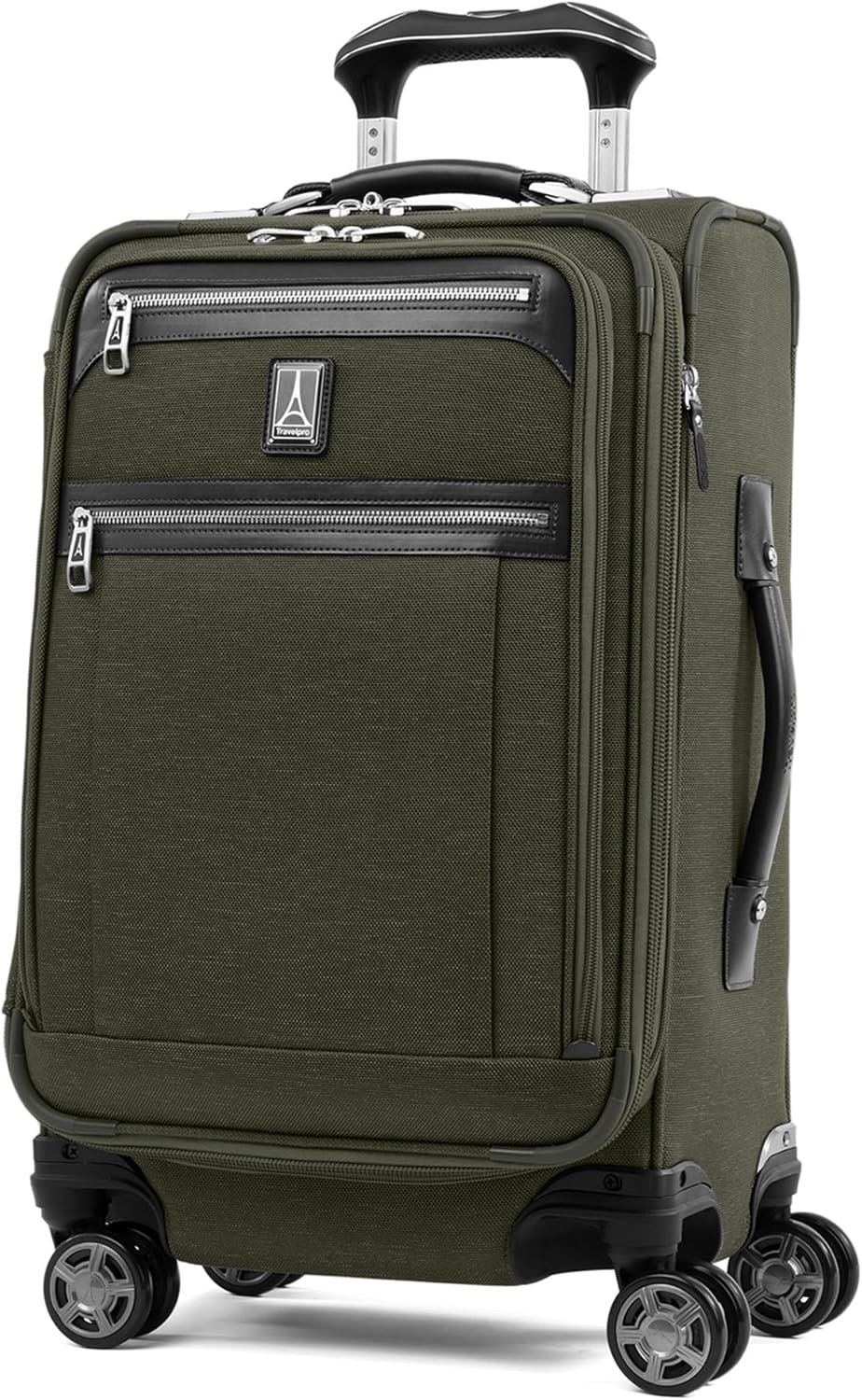 Platinum Elite Softside Expandable Carry on Luggage, 8 Wheel Spinner Suitcase, USB Port, Suiter, Men and Women, Shadow Black, Carry On 21-Inch
