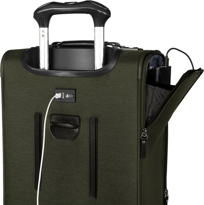 Platinum Elite Softside Expandable Carry on Luggage, 8 Wheel Spinner Suitcase, USB Port, Suiter, Men and Women, Shadow Black, Carry On 21-Inch