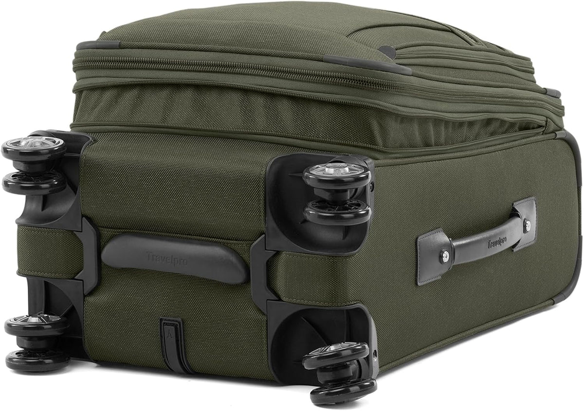Platinum Elite Softside Expandable Carry on Luggage, 8 Wheel Spinner Suitcase, USB Port, Suiter, Men and Women, Shadow Black, Carry On 21-Inch
