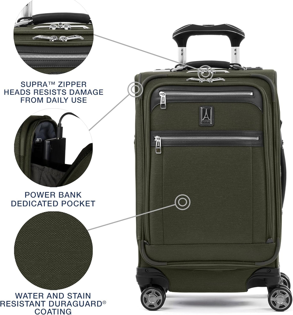 Platinum Elite Softside Expandable Carry on Luggage, 8 Wheel Spinner Suitcase, USB Port, Suiter, Men and Women, Shadow Black, Carry On 21-Inch