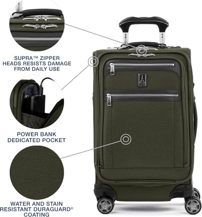 Platinum Elite Softside Expandable Carry on Luggage, 8 Wheel Spinner Suitcase, USB Port, Suiter, Men and Women, Shadow Black, Carry On 21-Inch