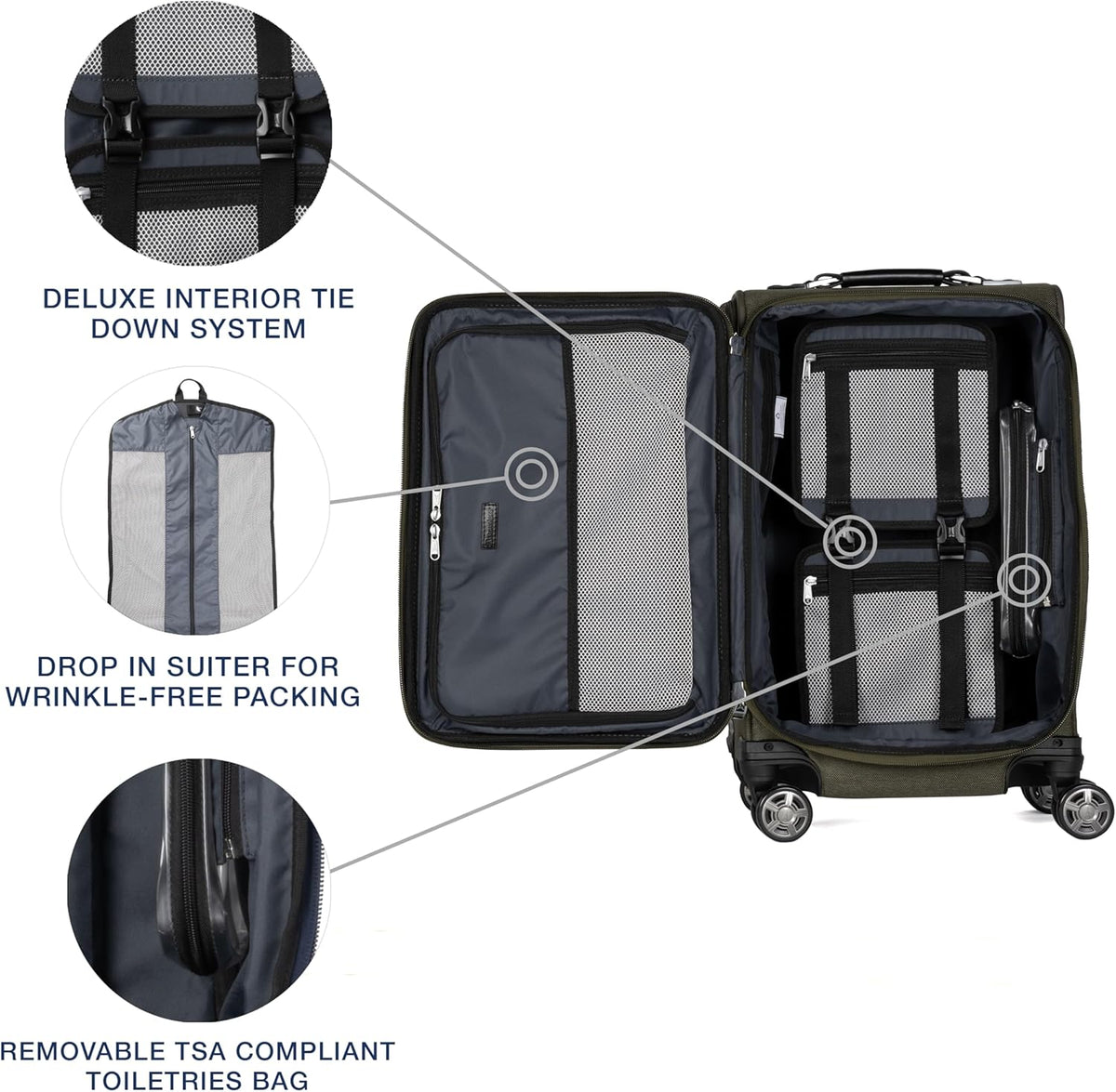 Platinum Elite Softside Expandable Carry on Luggage, 8 Wheel Spinner Suitcase, USB Port, Suiter, Men and Women, Shadow Black, Carry On 21-Inch