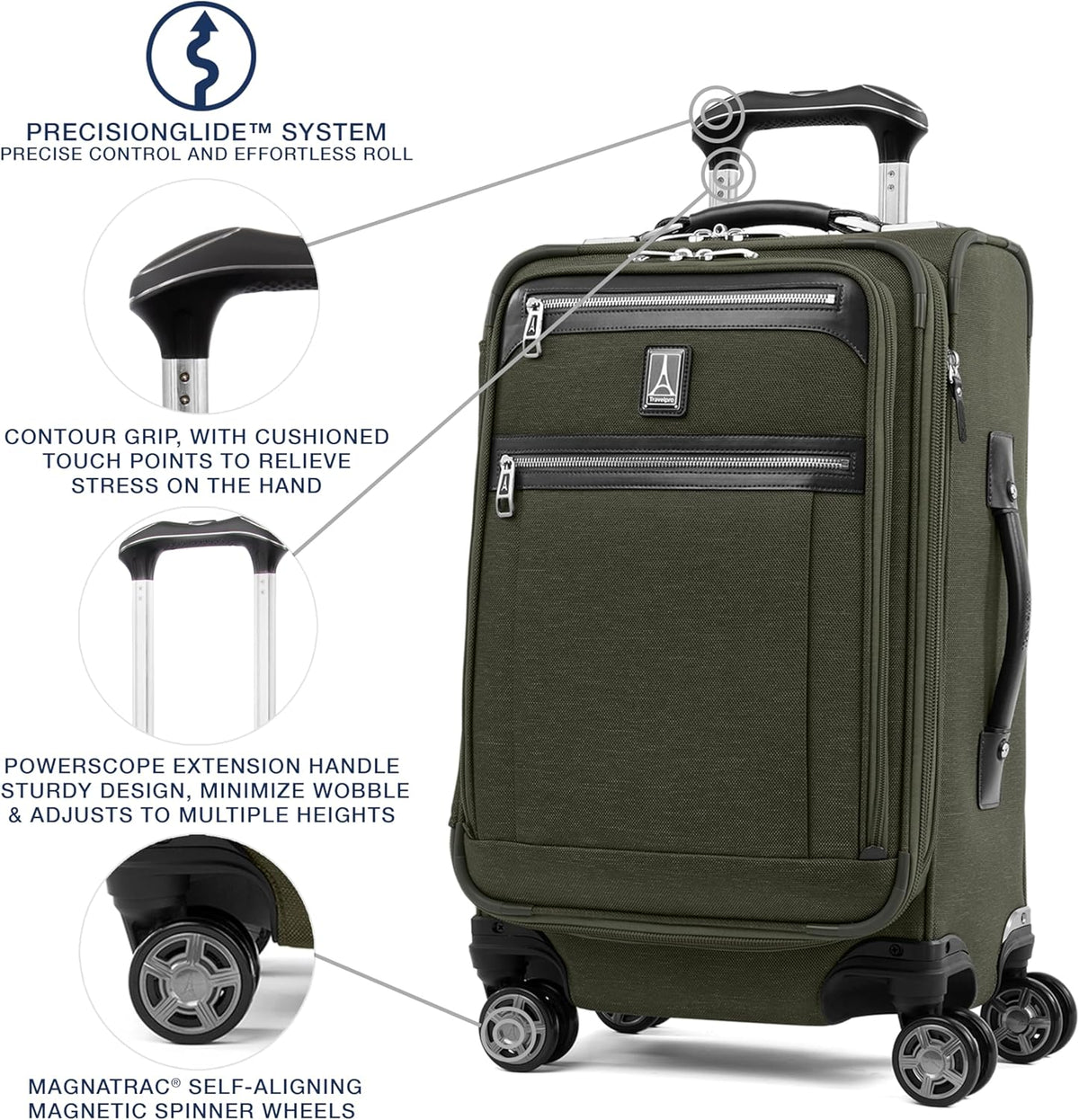 Platinum Elite Softside Expandable Carry on Luggage, 8 Wheel Spinner Suitcase, USB Port, Suiter, Men and Women, Shadow Black, Carry On 21-Inch