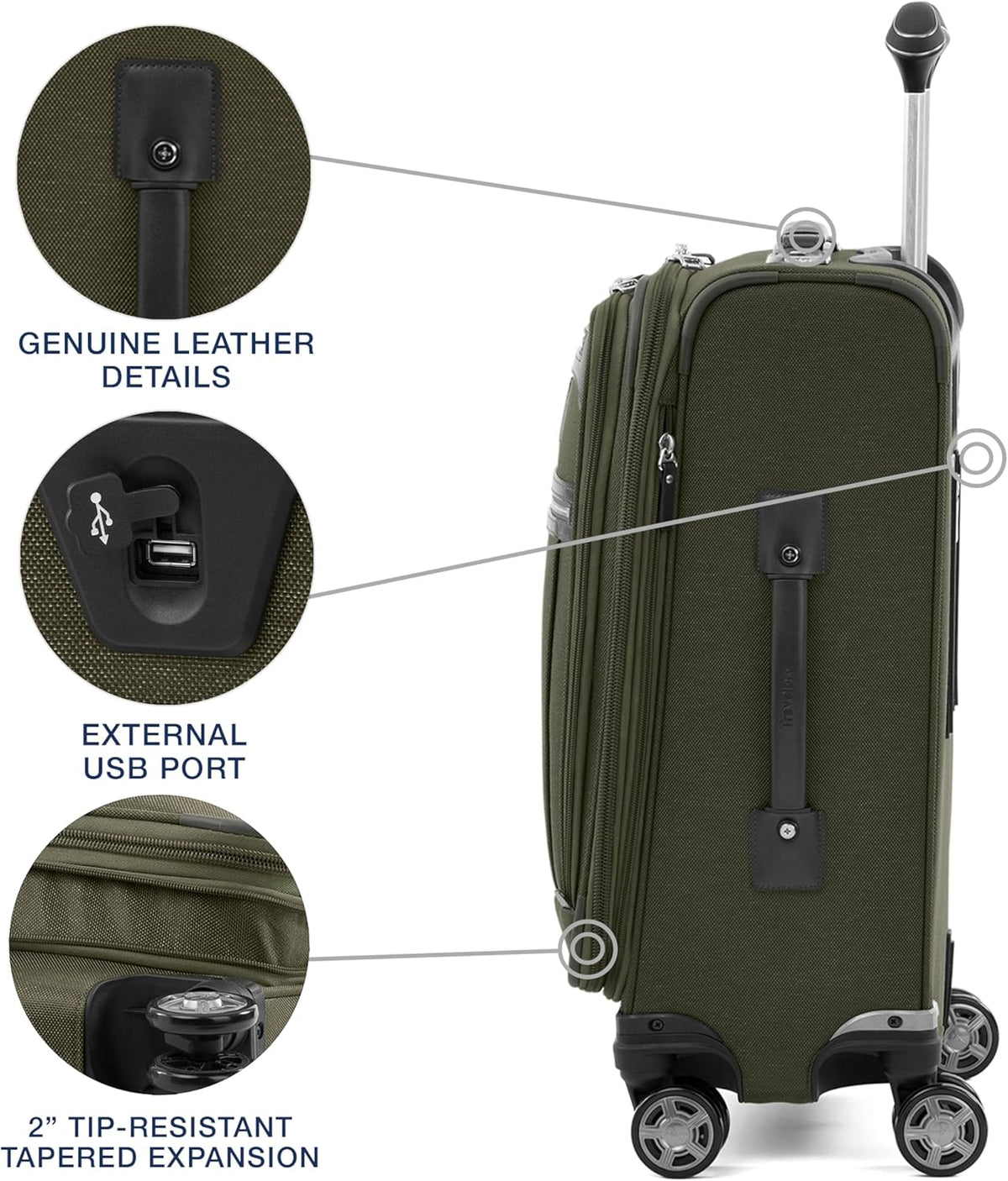 Platinum Elite Softside Expandable Carry on Luggage, 8 Wheel Spinner Suitcase, USB Port, Suiter, Men and Women, Shadow Black, Carry On 21-Inch