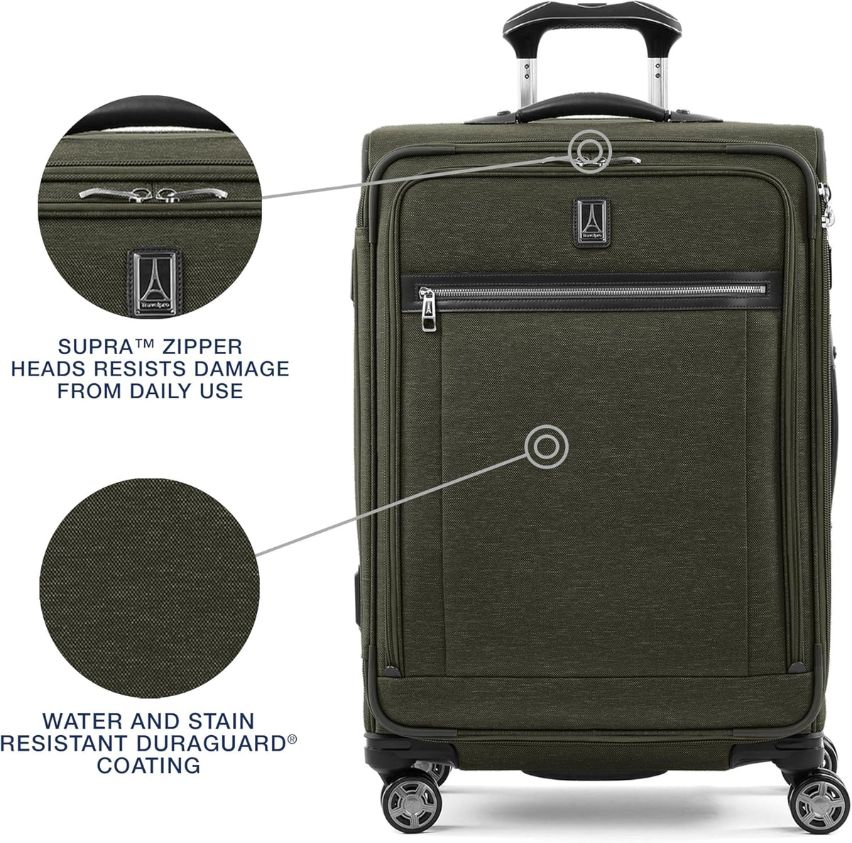 Platinum Elite Softside Expandable Carry on Luggage, 8 Wheel Spinner Suitcase, USB Port, Suiter, Men and Women, Shadow Black, Carry On 21-Inch