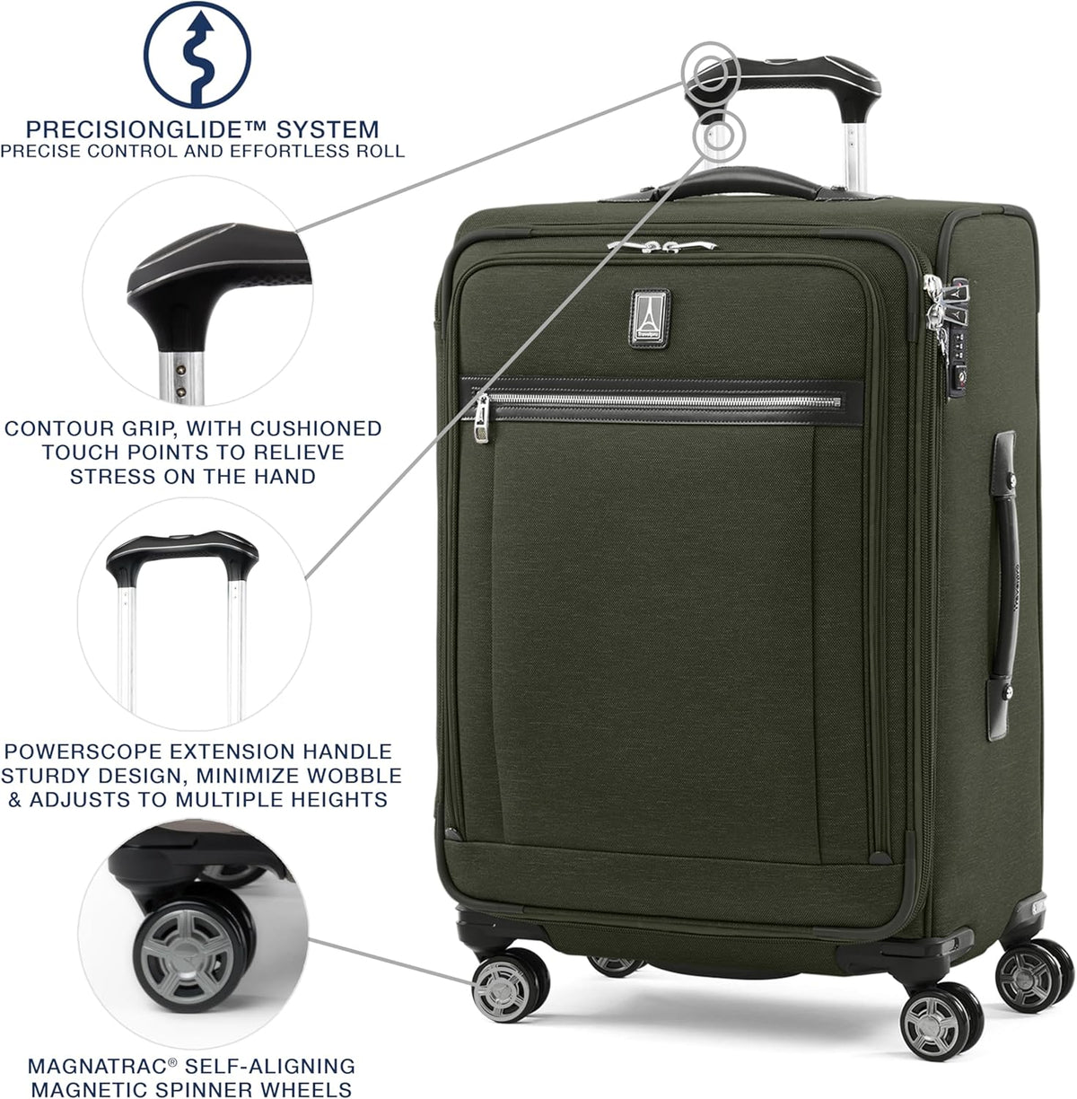 Platinum Elite Softside Expandable Carry on Luggage, 8 Wheel Spinner Suitcase, USB Port, Suiter, Men and Women, Shadow Black, Carry On 21-Inch