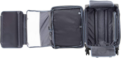 Platinum Elite Softside Expandable Carry on Luggage, 8 Wheel Spinner Suitcase, USB Port, Suiter, Men and Women, Shadow Black, Carry On 21-Inch