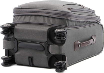 Platinum Elite Softside Expandable Carry on Luggage, 8 Wheel Spinner Suitcase, USB Port, Suiter, Men and Women, Shadow Black, Carry On 21-Inch