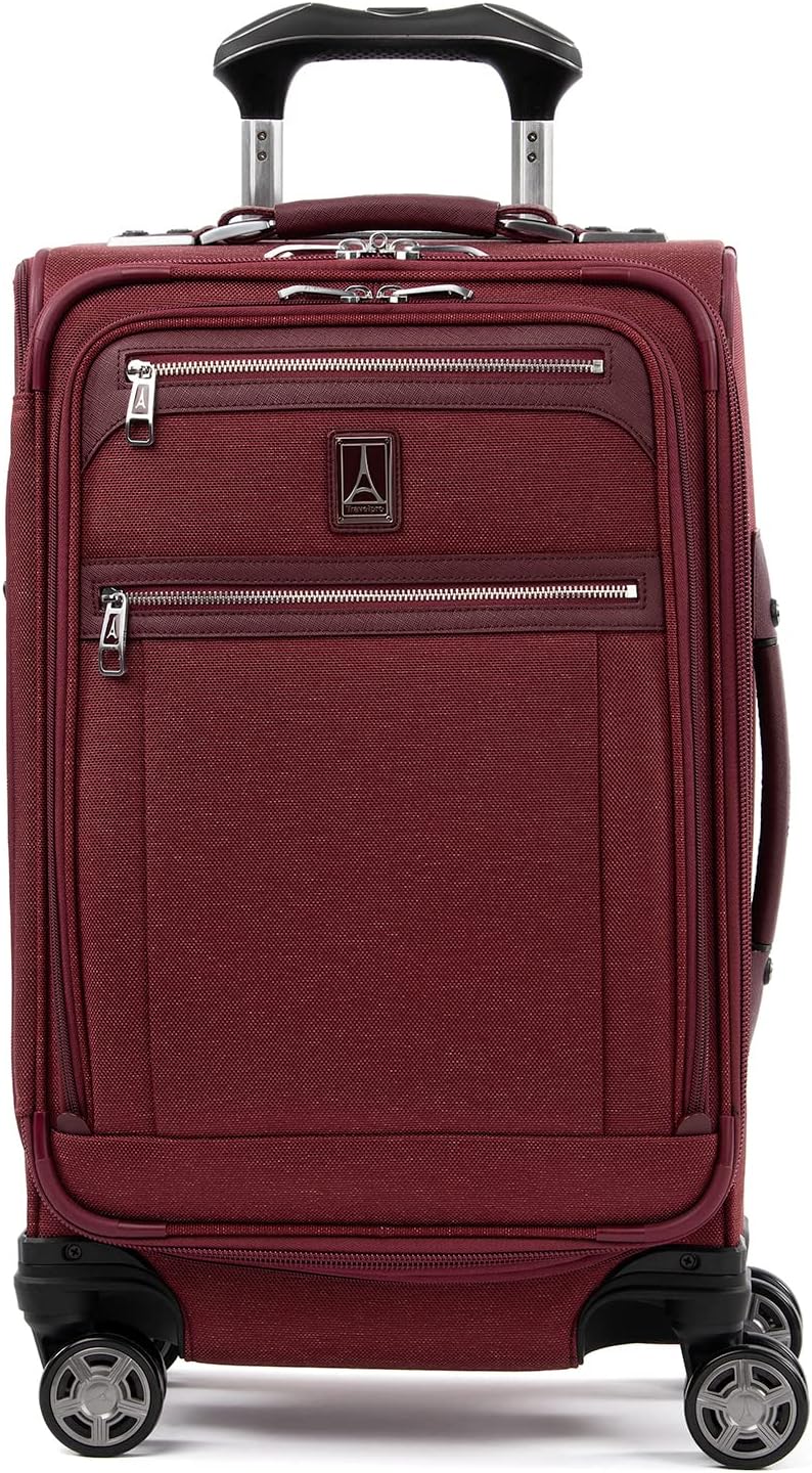 Platinum Elite Softside Expandable Carry on Luggage, 8 Wheel Spinner Suitcase, USB Port, Suiter, Men and Women, Shadow Black, Carry On 21-Inch