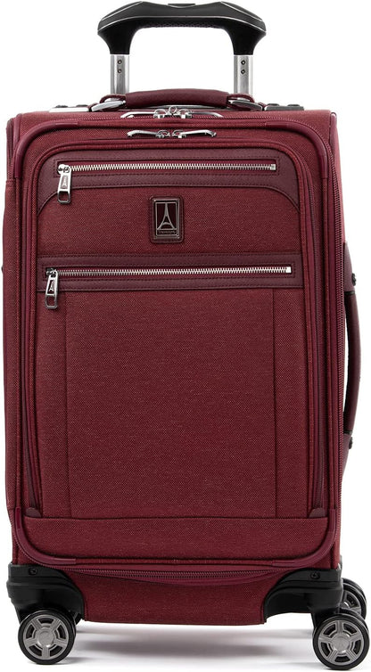 Platinum Elite Softside Expandable Carry on Luggage, 8 Wheel Spinner Suitcase, USB Port, Suiter, Men and Women, Shadow Black, Carry On 21-Inch