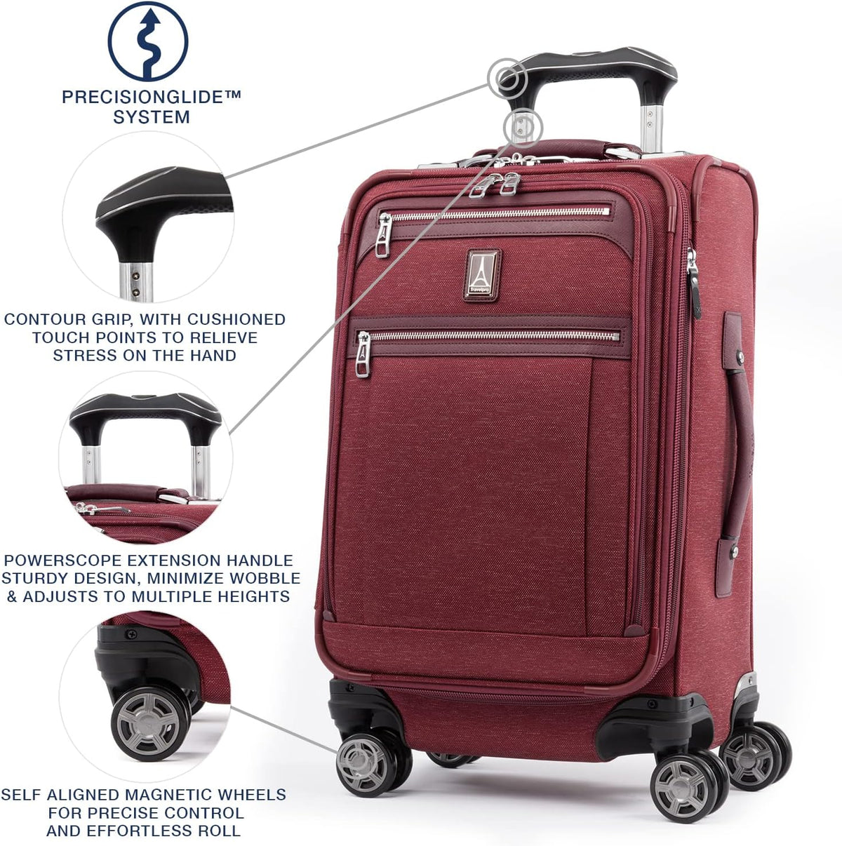Platinum Elite Softside Expandable Carry on Luggage, 8 Wheel Spinner Suitcase, USB Port, Suiter, Men and Women, Shadow Black, Carry On 21-Inch
