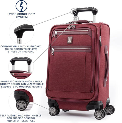 Platinum Elite Softside Expandable Carry on Luggage, 8 Wheel Spinner Suitcase, USB Port, Suiter, Men and Women, Shadow Black, Carry On 21-Inch