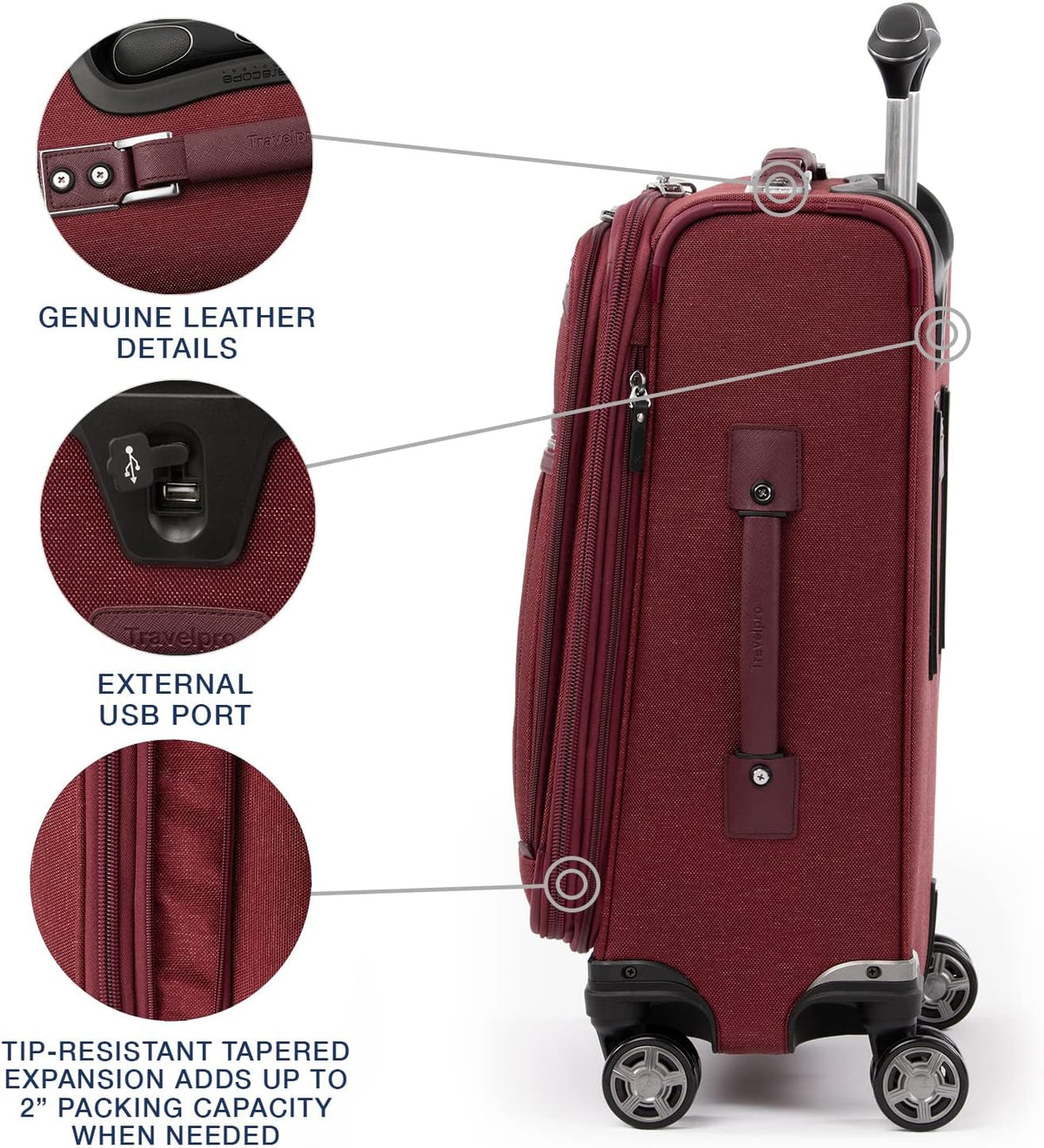Platinum Elite Softside Expandable Carry on Luggage, 8 Wheel Spinner Suitcase, USB Port, Suiter, Men and Women, Shadow Black, Carry On 21-Inch