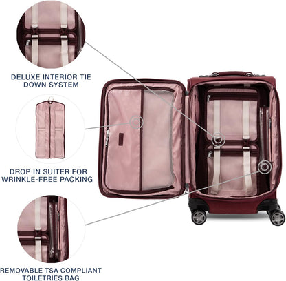 Platinum Elite Softside Expandable Carry on Luggage, 8 Wheel Spinner Suitcase, USB Port, Suiter, Men and Women, Shadow Black, Carry On 21-Inch