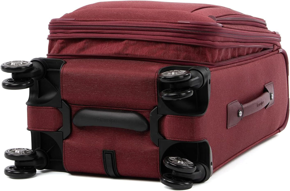Platinum Elite Softside Expandable Carry on Luggage, 8 Wheel Spinner Suitcase, USB Port, Suiter, Men and Women, Shadow Black, Carry On 21-Inch