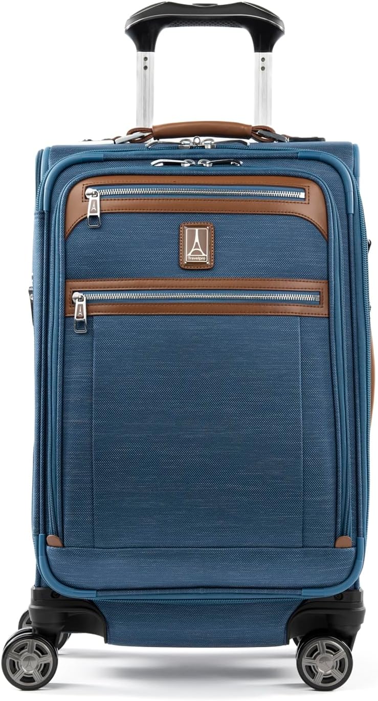 Platinum Elite Softside Expandable Carry on Luggage, 8 Wheel Spinner Suitcase, USB Port, Suiter, Men and Women, Shadow Black, Carry On 21-Inch