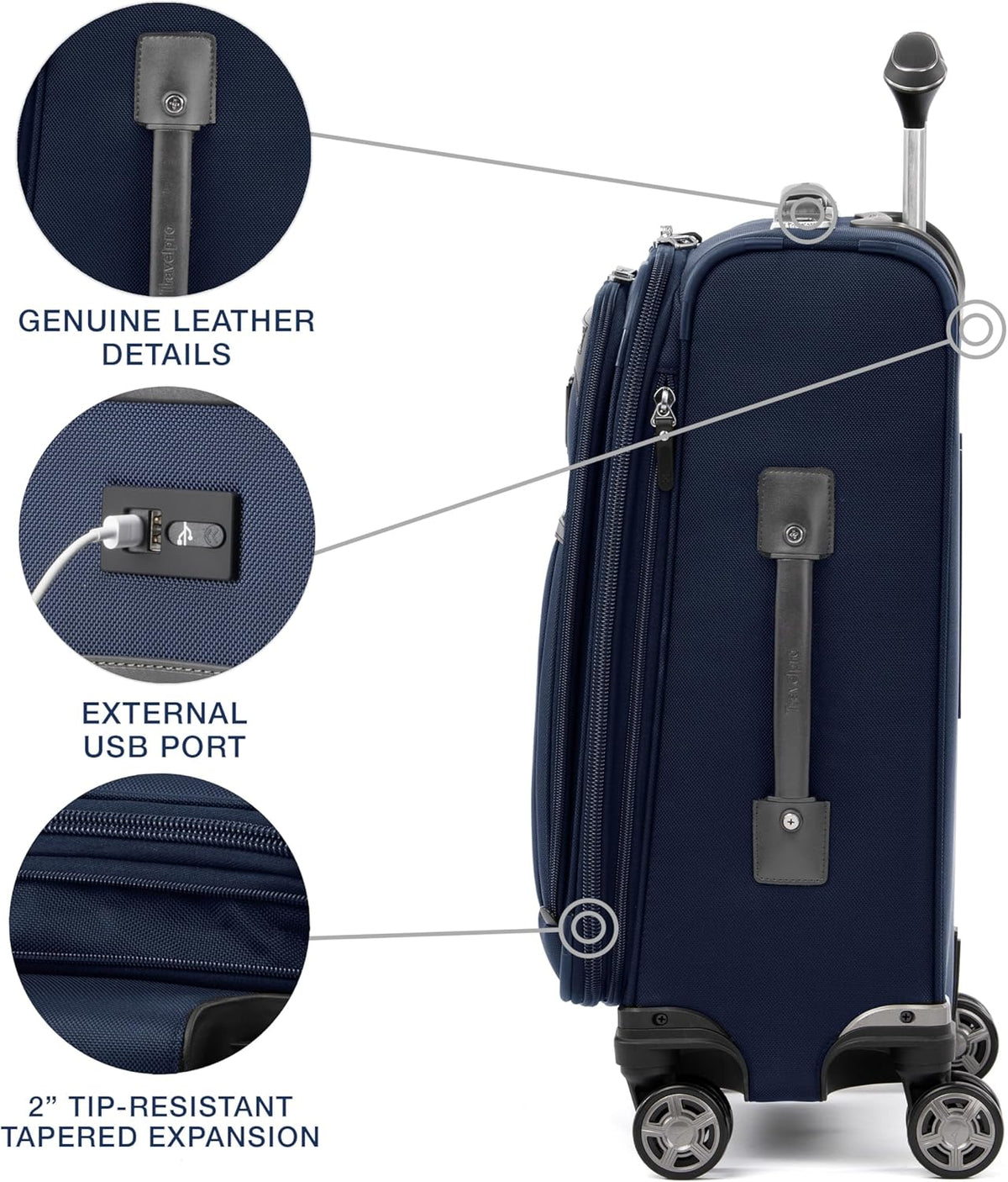 Platinum Elite Softside Expandable Carry on Luggage, 8 Wheel Spinner Suitcase, USB Port, Suiter, Men and Women, Shadow Black, Carry On 21-Inch