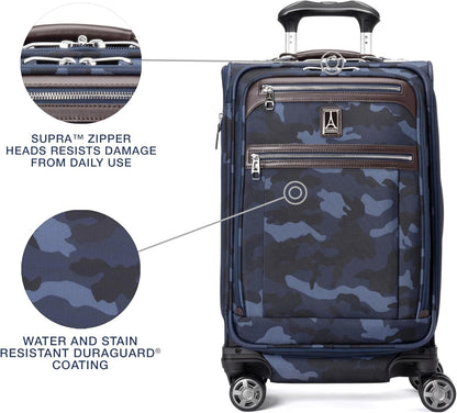 Platinum Elite Softside Expandable Carry on Luggage, 8 Wheel Spinner Suitcase, USB Port, Suiter, Men and Women, Shadow Black, Carry On 21-Inch