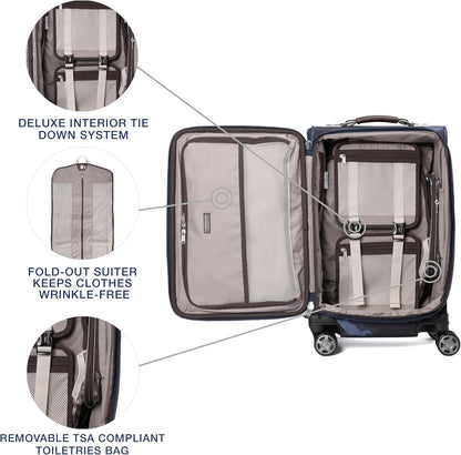 Platinum Elite Softside Expandable Carry on Luggage, 8 Wheel Spinner Suitcase, USB Port, Suiter, Men and Women, Shadow Black, Carry On 21-Inch