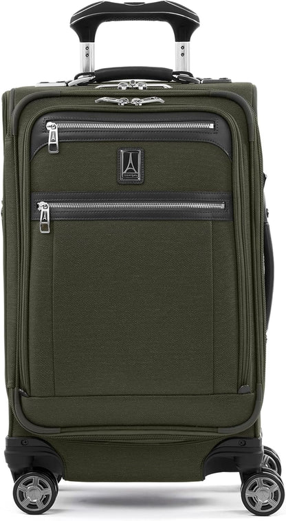 Platinum Elite Softside Expandable Carry on Luggage, 8 Wheel Spinner Suitcase, USB Port, Suiter, Men and Women, Shadow Black, Carry On 21-Inch