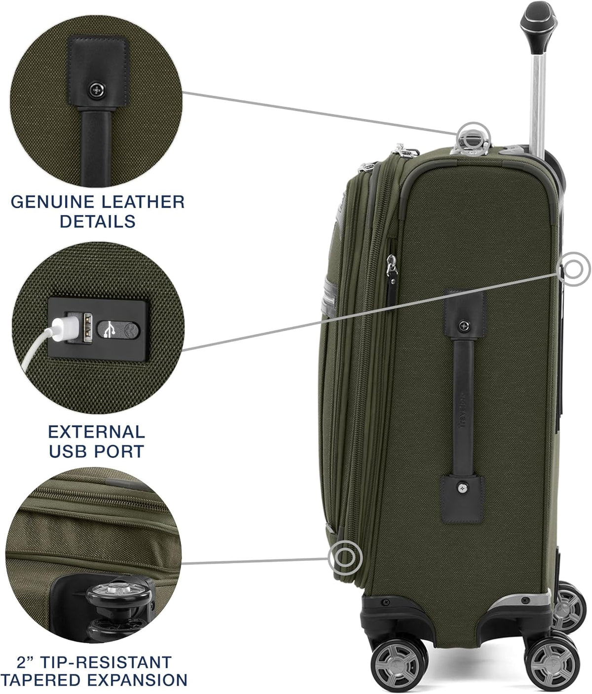 Platinum Elite Softside Expandable Carry on Luggage, 8 Wheel Spinner Suitcase, USB Port, Suiter, Men and Women, Shadow Black, Carry On 21-Inch