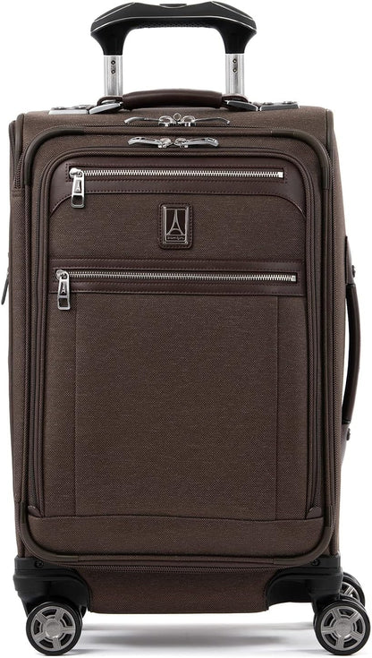 Platinum Elite Softside Expandable Carry on Luggage, 8 Wheel Spinner Suitcase, USB Port, Suiter, Men and Women, Shadow Black, Carry On 21-Inch