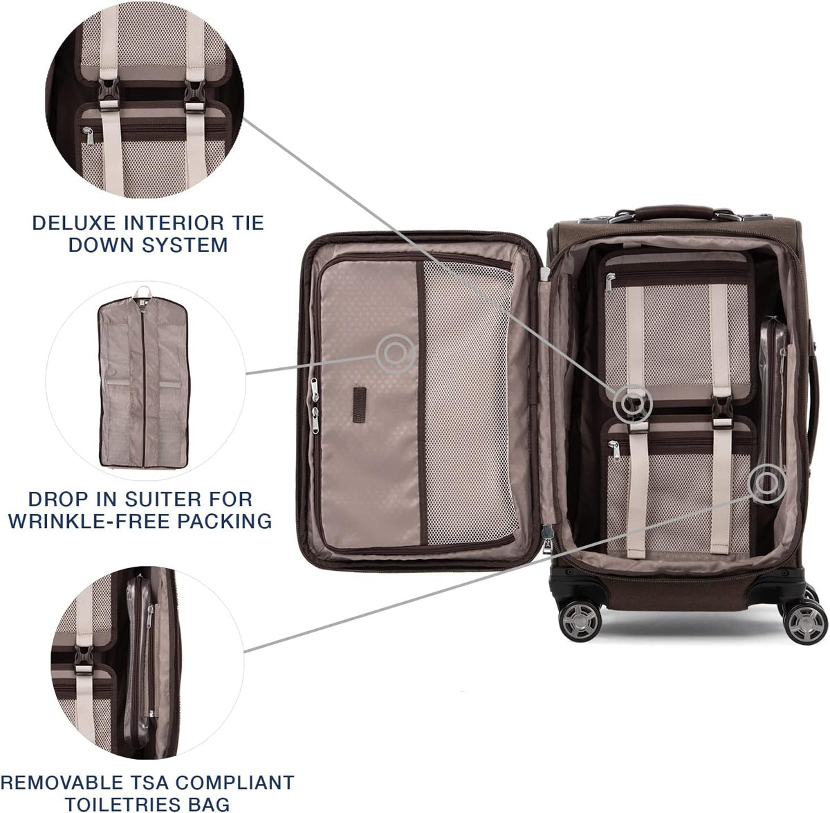 Platinum Elite Softside Expandable Carry on Luggage, 8 Wheel Spinner Suitcase, USB Port, Suiter, Men and Women, Shadow Black, Carry On 21-Inch