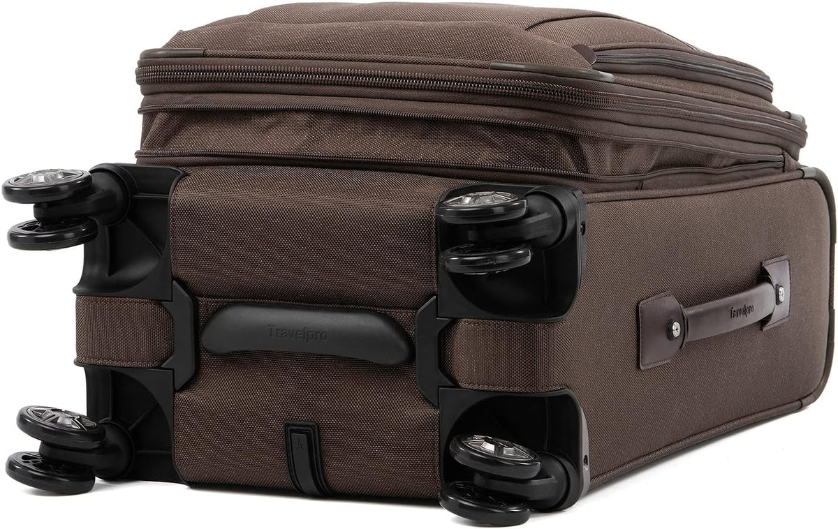 Platinum Elite Softside Expandable Carry on Luggage, 8 Wheel Spinner Suitcase, USB Port, Suiter, Men and Women, Shadow Black, Carry On 21-Inch