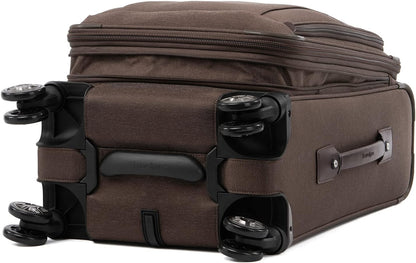 Platinum Elite Softside Expandable Carry on Luggage, 8 Wheel Spinner Suitcase, USB Port, Suiter, Men and Women, Shadow Black, Carry On 21-Inch