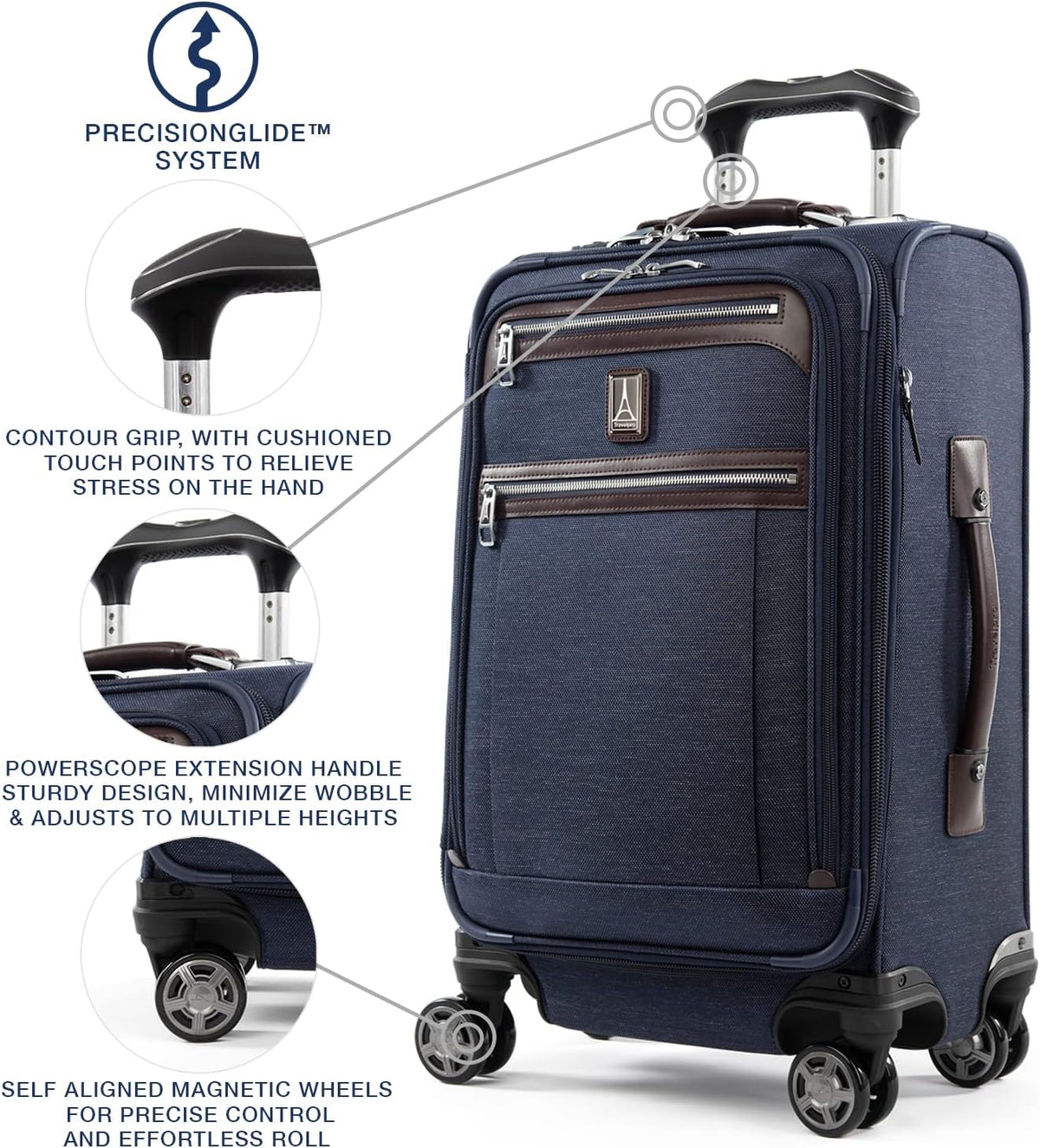 Platinum Elite Softside Expandable Carry on Luggage, 8 Wheel Spinner Suitcase, USB Port, Suiter, Men and Women, Shadow Black, Carry On 21-Inch