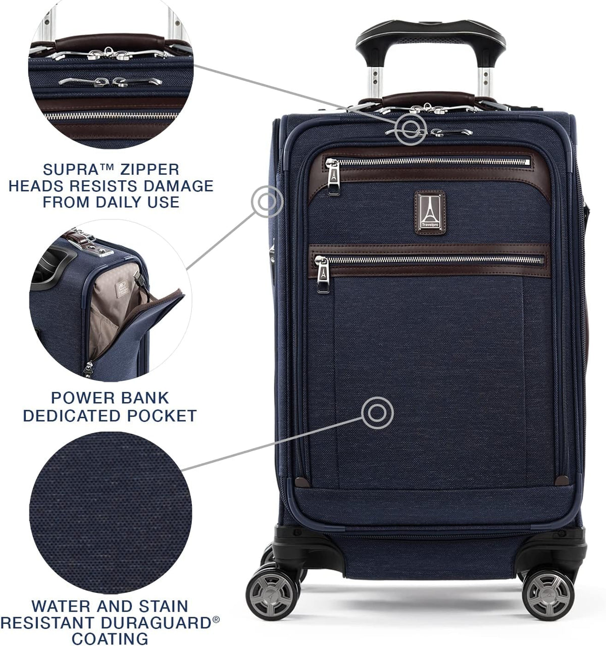 Platinum Elite Softside Expandable Carry on Luggage, 8 Wheel Spinner Suitcase, USB Port, Suiter, Men and Women, Shadow Black, Carry On 21-Inch