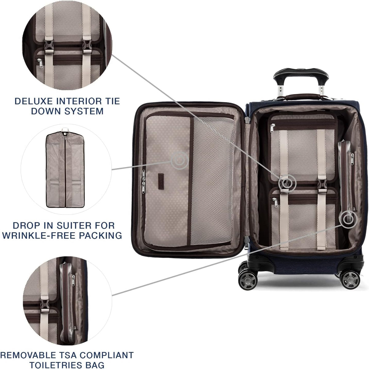 Platinum Elite Softside Expandable Carry on Luggage, 8 Wheel Spinner Suitcase, USB Port, Suiter, Men and Women, Shadow Black, Carry On 21-Inch
