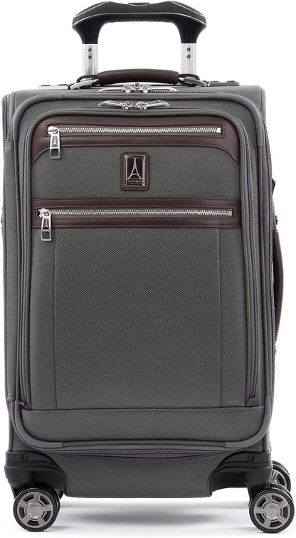 Platinum Elite Softside Expandable Carry on Luggage, 8 Wheel Spinner Suitcase, USB Port, Suiter, Men and Women, Shadow Black, Carry On 21-Inch