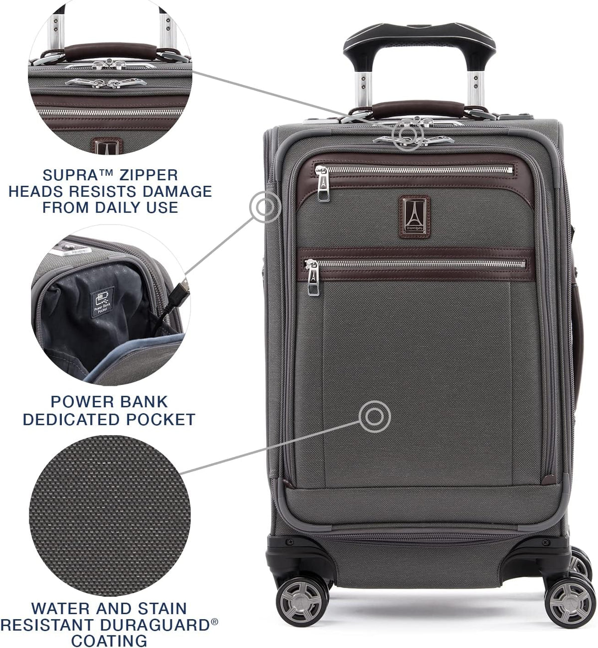 Platinum Elite Softside Expandable Carry on Luggage, 8 Wheel Spinner Suitcase, USB Port, Suiter, Men and Women, Shadow Black, Carry On 21-Inch