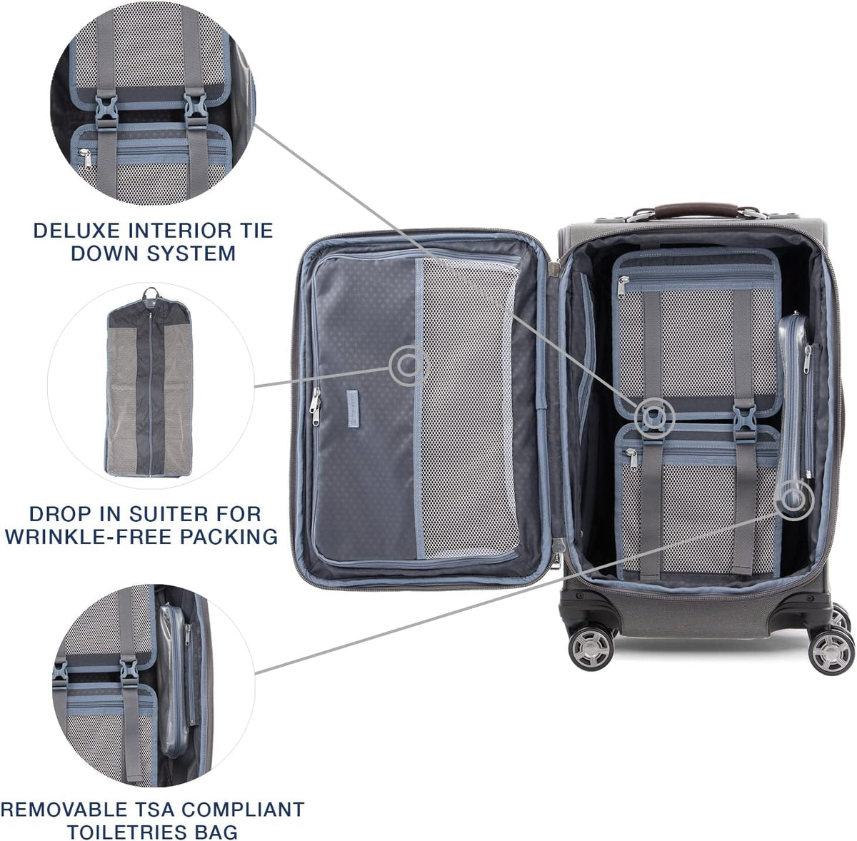 Platinum Elite Softside Expandable Carry on Luggage, 8 Wheel Spinner Suitcase, USB Port, Suiter, Men and Women, Shadow Black, Carry On 21-Inch