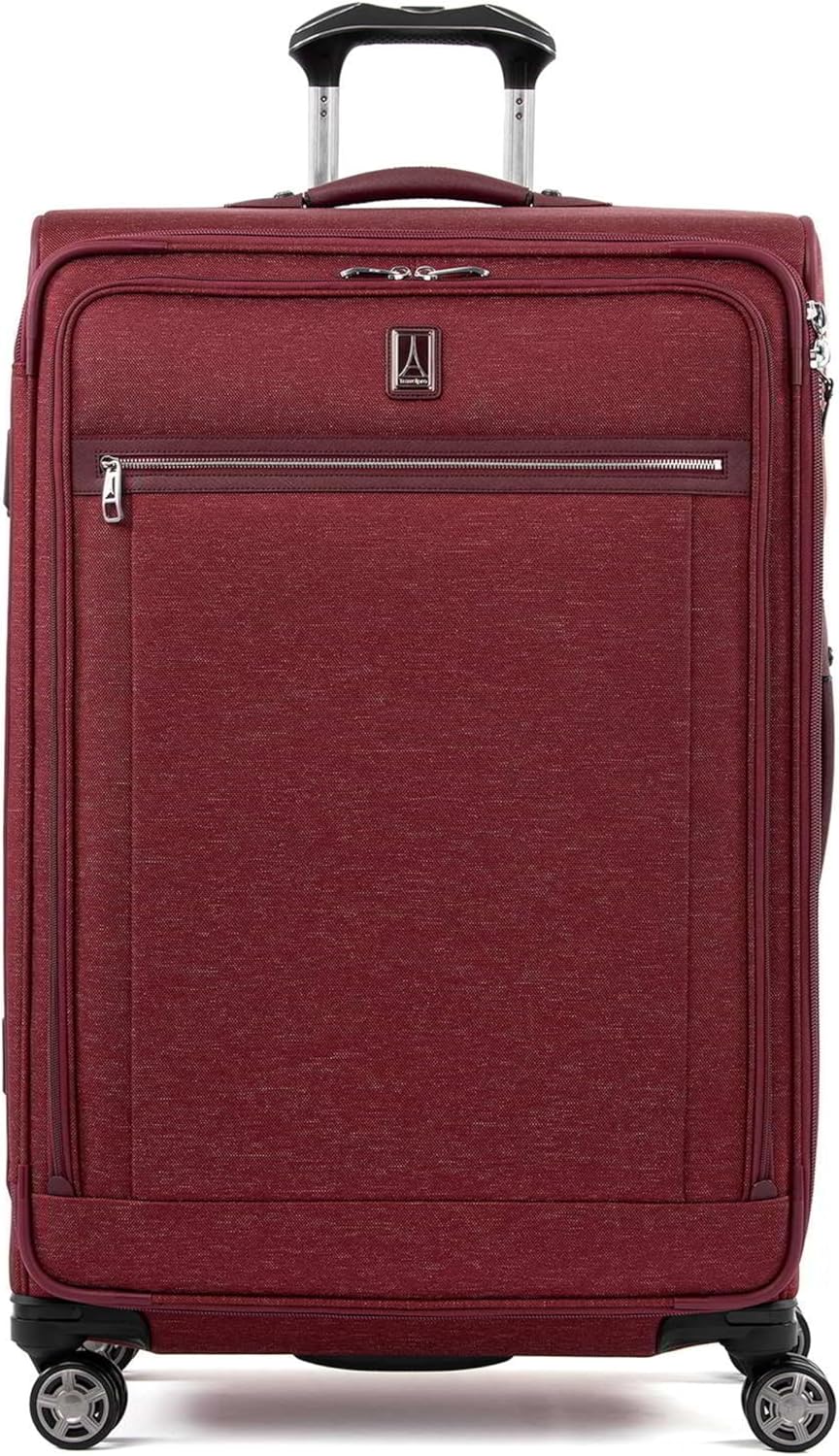 Platinum Elite Softside Expandable Carry on Luggage, 8 Wheel Spinner Suitcase, USB Port, Suiter, Men and Women, Shadow Black, Carry On 21-Inch